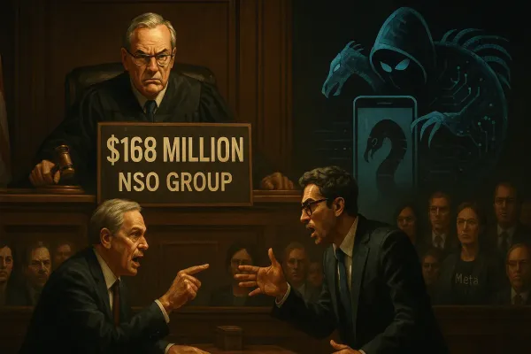 An Illustration for NSO Group's $168M Ruling- A Landmark in Cybersecurity